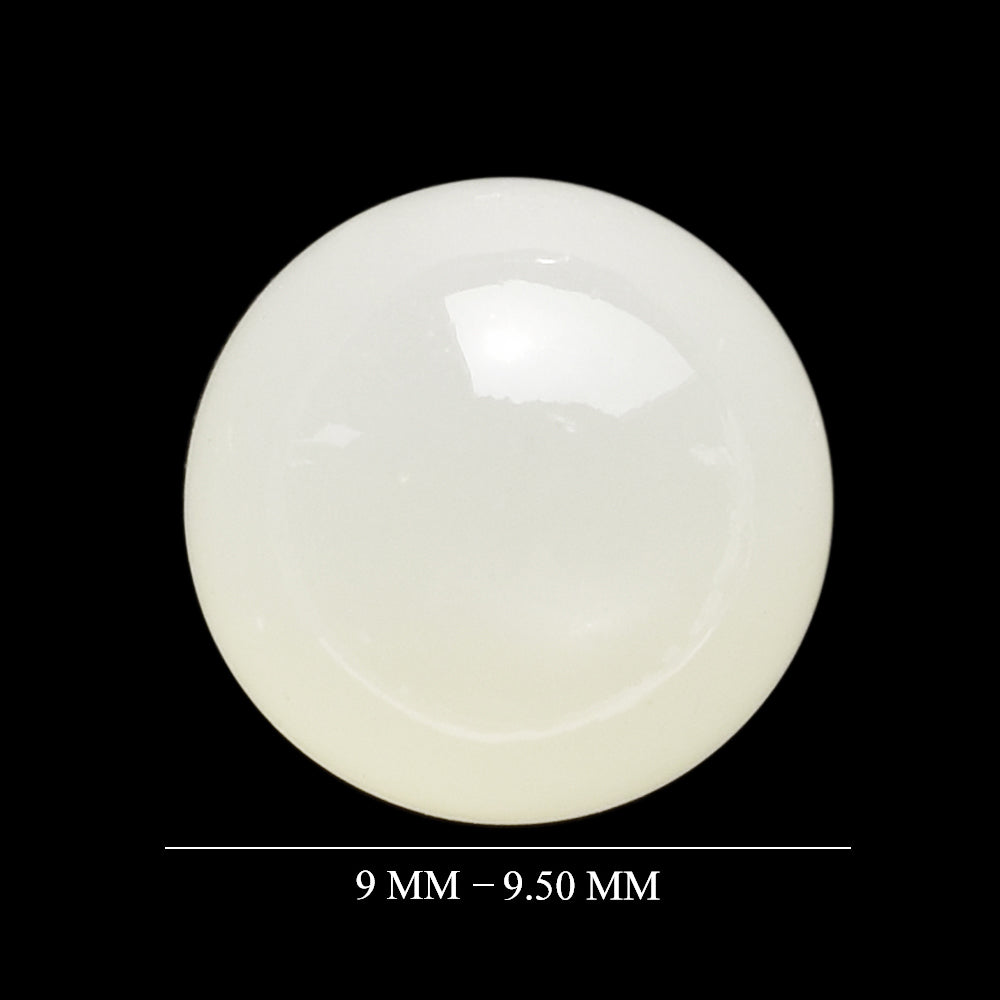 WHITE MOONSTONE (MILKY) PLAIN ROUND BALL (HALF DRILL-1.50) 9.00-9.50 MM 5.39 Cts.