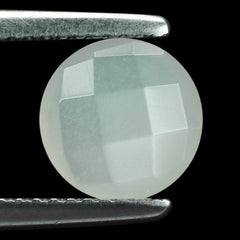 WHITE MOONSTONE (MILKY) CHECKER CUT BRIOLETTE ROUND 8.00X8.00 MM 1.79 Cts.