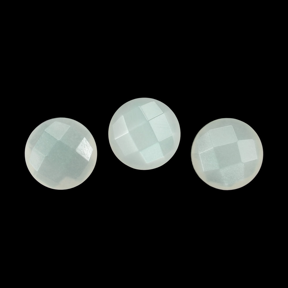 WHITE MOONSTONE (MILKY) CHECKER CUT BRIOLETTE ROUND 8.00X8.00 MM 1.79 Cts.