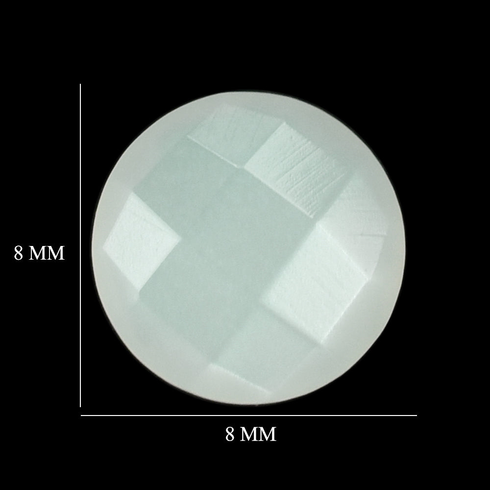 WHITE MOONSTONE (MILKY) CHECKER CUT BRIOLETTE ROUND 8.00X8.00 MM 1.79 Cts.