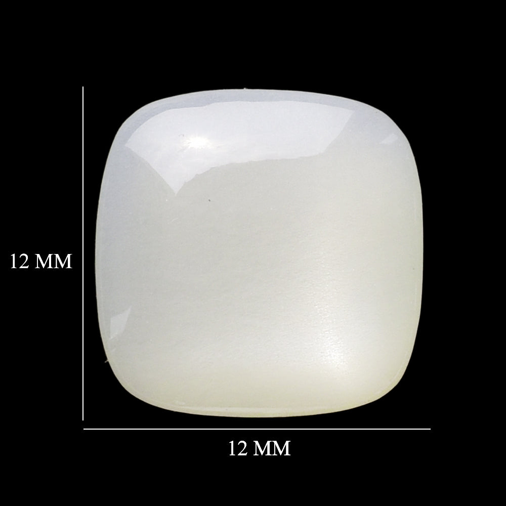WHITE MOONSTONE (MILKY) PLAIN CUSHION CAB 12.00X12.00 MM 4.64 Cts.