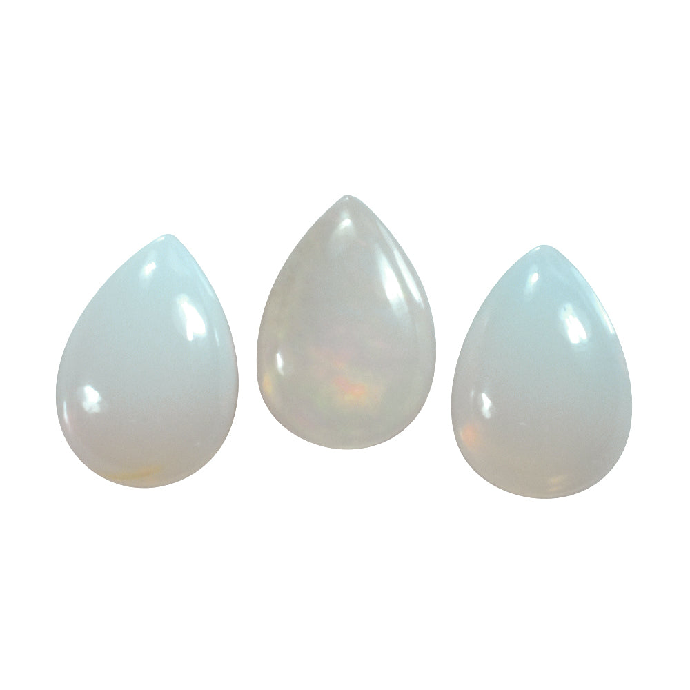 WHITE OPAL (WHITE) (TRANSLUCENT)PLAIN PEAR CAB 10.00X7.00 MM 1.34 Cts.
