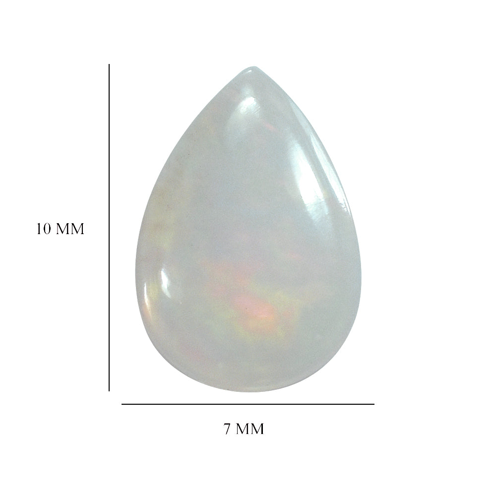 WHITE OPAL (WHITE) (TRANSLUCENT)PLAIN PEAR CAB 10.00X7.00 MM 1.34 Cts.