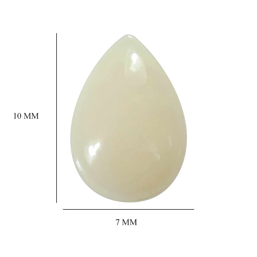 WHITE OPAL (WHITE) ( VERY MILKY) PLAIN PEAR CAB 10.00X7.00 MM 1.04 Cts.