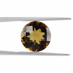 WHISKY QUARTZ CHECKER CUT ROUND 11MM 4.49 Cts.