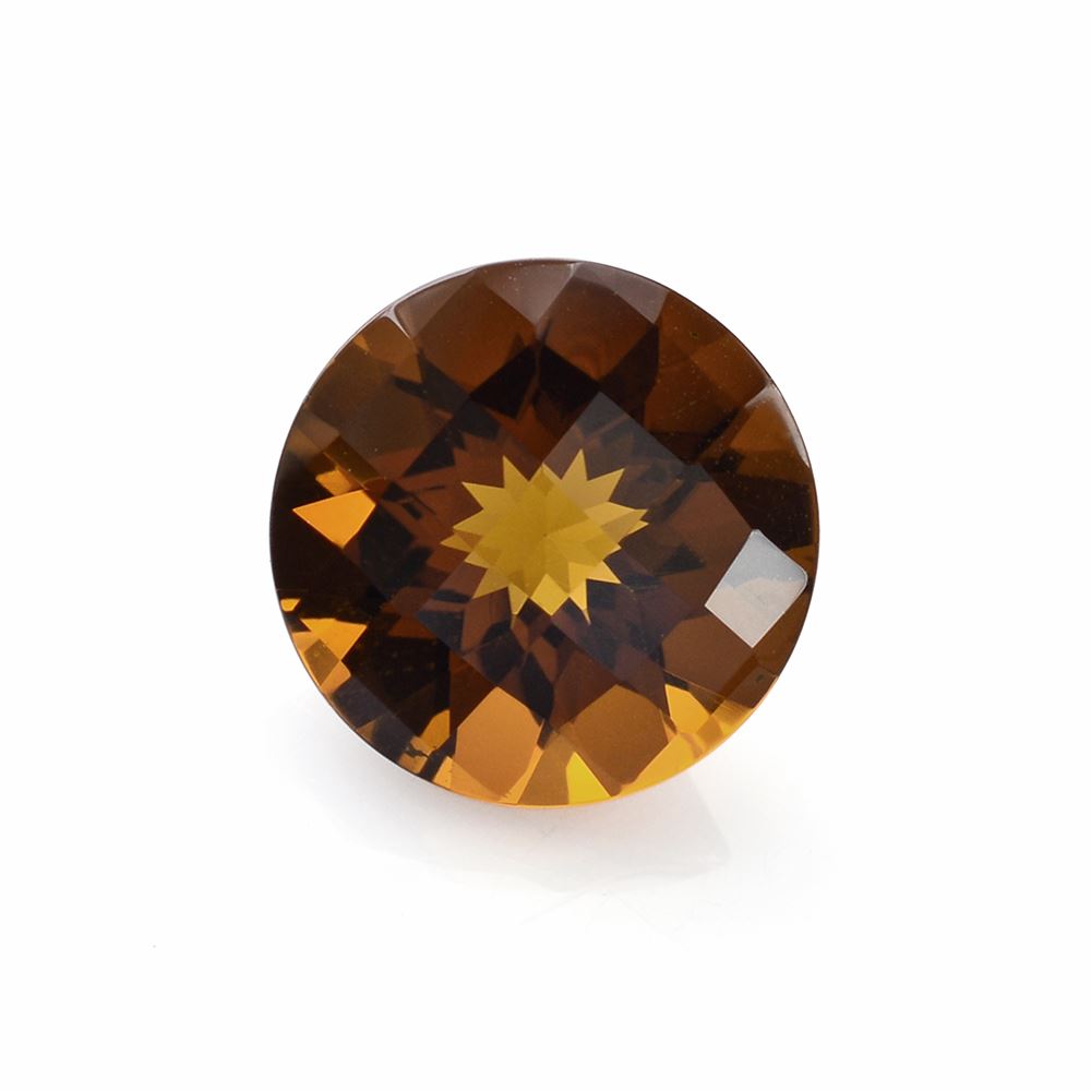 WHISKY QUARTZ CHECKER CUT ROUND 11MM 3.85 Cts.