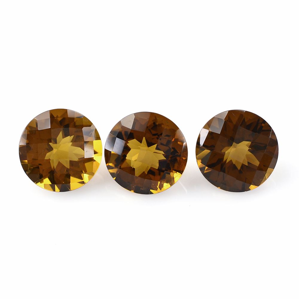 WHISKY QUARTZ CHECKER CUT ROUND 11MM 4.03 Cts.