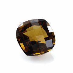 WHISKY QUARTZ ONION CHECKER CUT CUSHION ON TOP STEP CUT BACK 14MM 8.10 Cts.