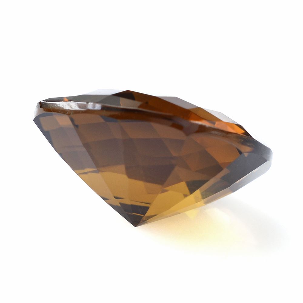 WHISKY QUARTZ ONION CHECKER CUT CUSHION ON TOP STEP CUT BACK 18MM 14.57 Cts.