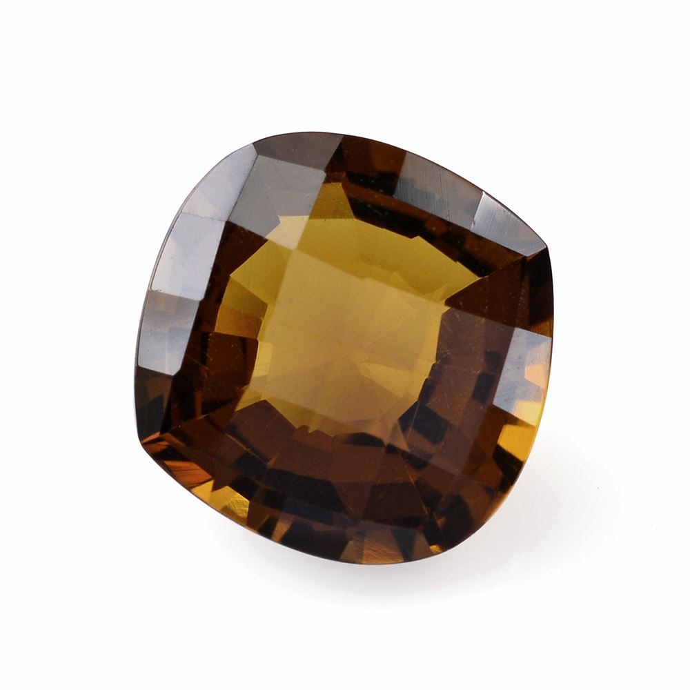 WHISKY QUARTZ ONION CHECKER CUT CUSHION ON TOP STEP CUT BACK 16MM 11.22 Cts.