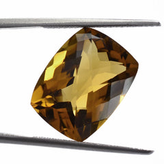 WHISKY QUARTZ CHECKER CUT CUSHION 16X12MM 9.70 Cts.