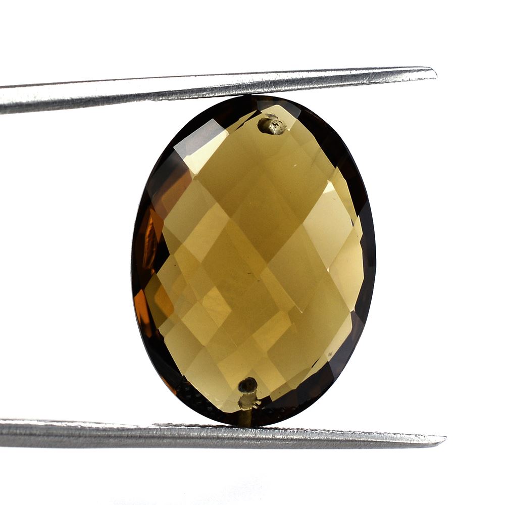 WHISKY QUARTZ BRIOLETTE OVAL (TWO FULL DRILL) 20X15MM 13.45Cts.