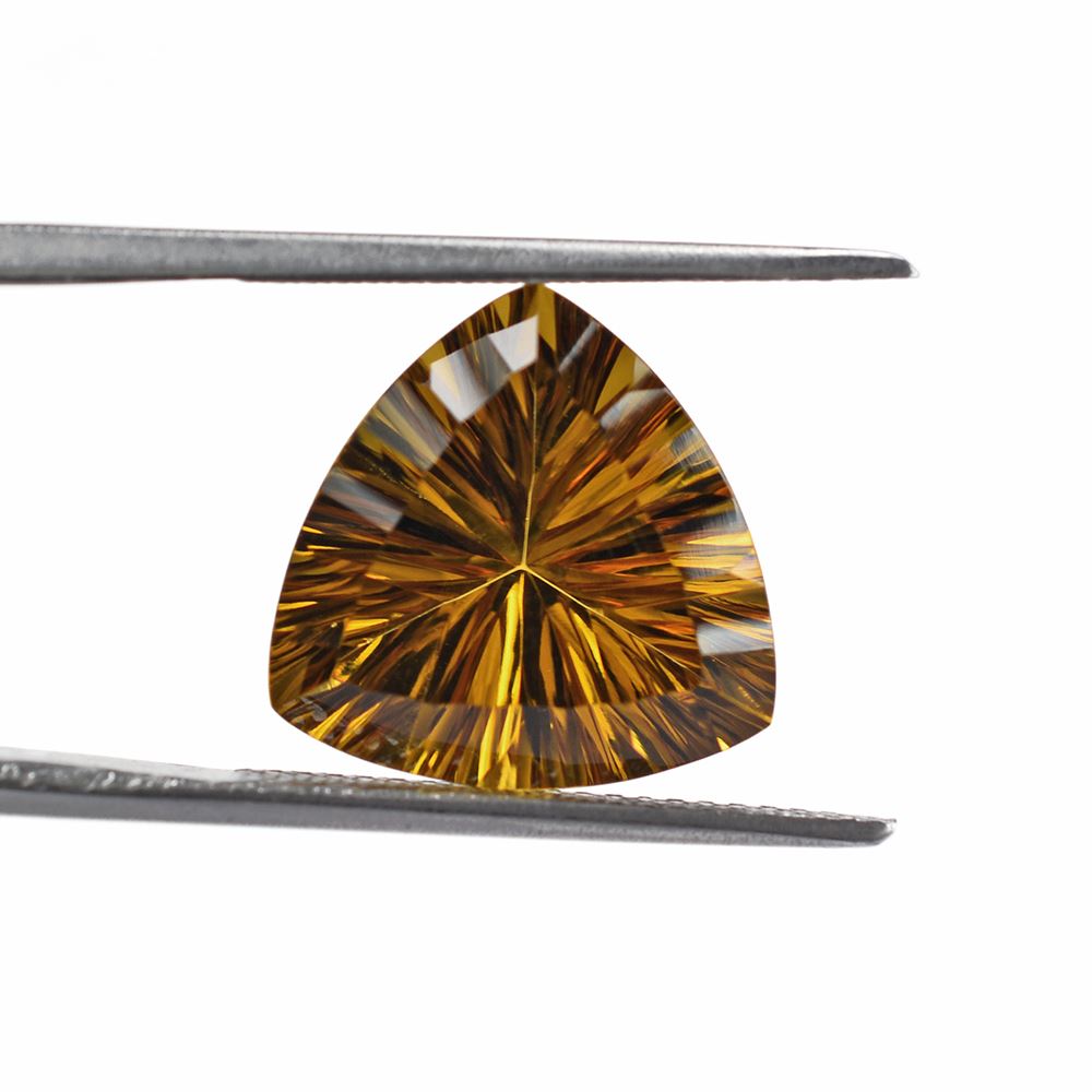 WHISKY QUARTZ CONCAVE CUT TRILLION 14MM 7.425Cts.