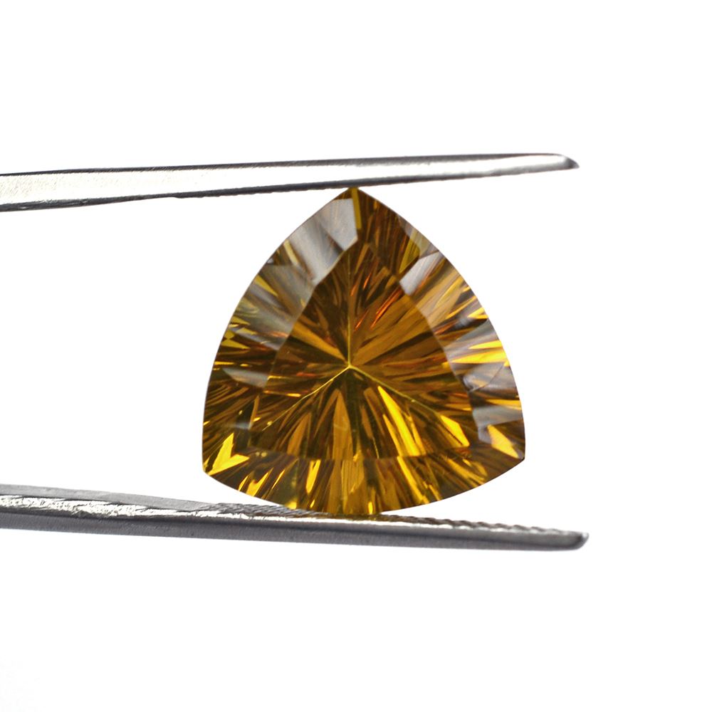 WHISKY QUARTZ CONCAVE CUT TRILLION 14MM 7.53Cts.