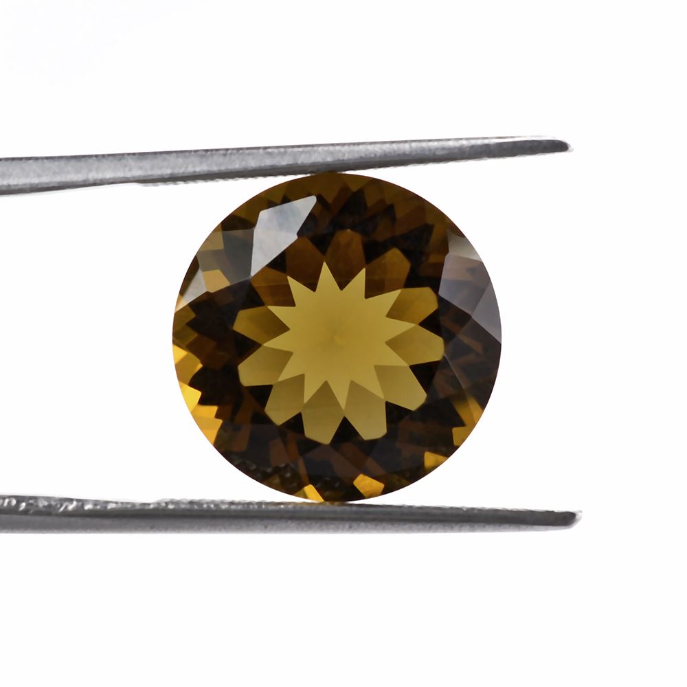 WHISKY QUARTZ CUT ROUND 14MM 7.55Cts.