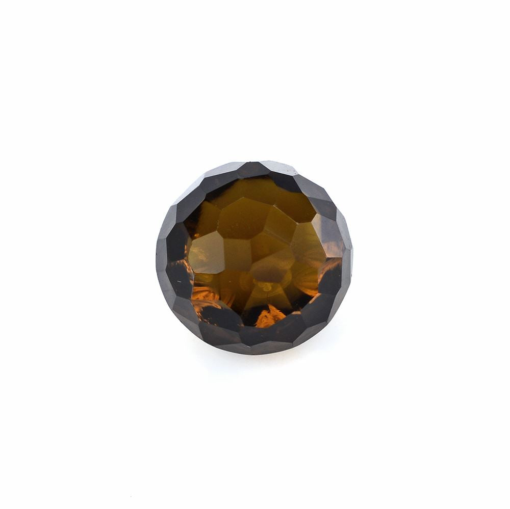WHISKY QUARTZ BUFFTOP IRREGULAR CUT HIGH DOME ROUND 11MM 8.28Cts.