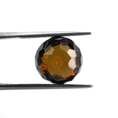 WHISKY QUARTZ BUFFTOP IRREGULAR CUT HIGH DOME ROUND 11MM 8.28Cts.