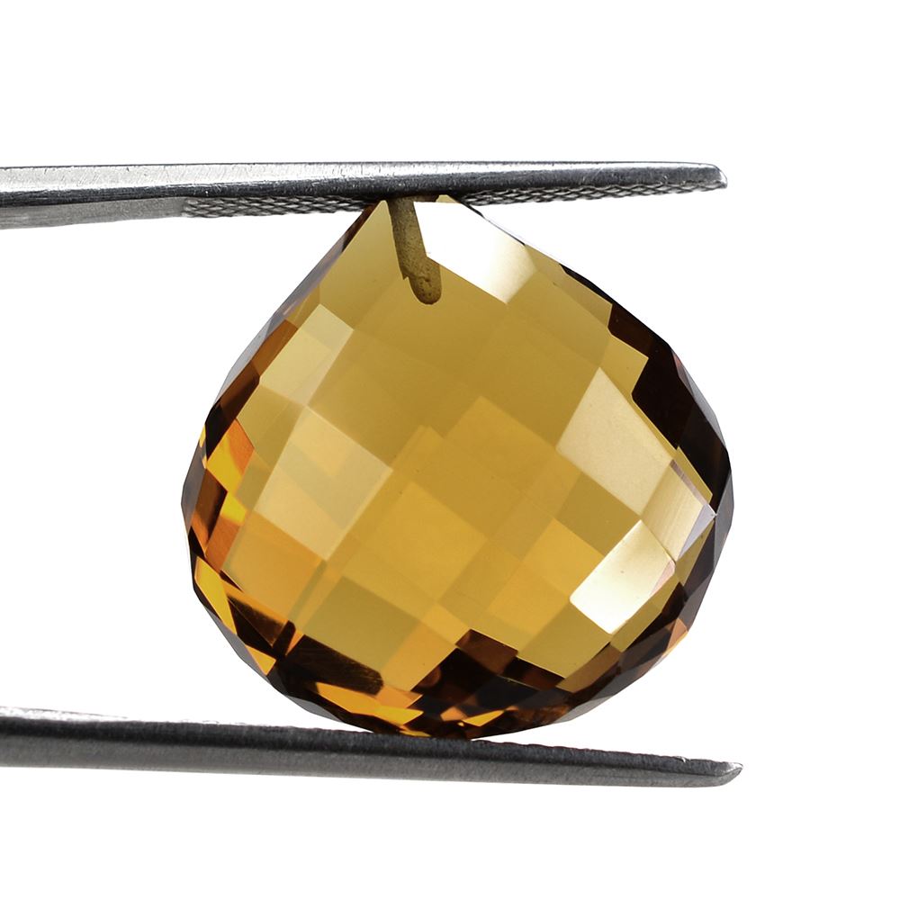 WHISKY QUARTZ BRIOLETTE PEAR (HALF DRILL) 18MM 19.33Cts.
