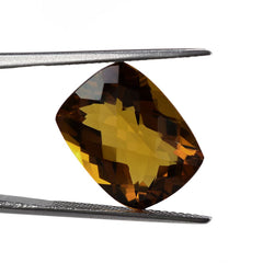 WHISKY QUARTZ CHECKER CUT CUSHION 16X12MM 9.4Cts.