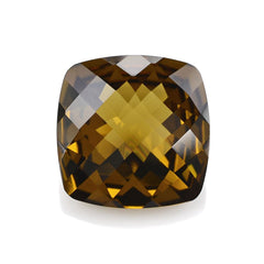 WHISKY QUARTZ CHECKER CUT CUSHION 16MM 13.88Cts.