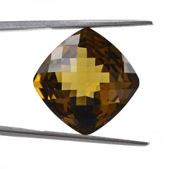 WHISKY QUARTZ CHECKER CUT CUSHION 16MM 13.88Cts.