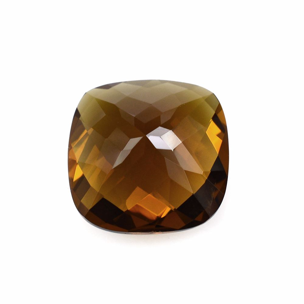 WHISKY QUARTZ CHECKER CUT CUSHION 14MM 9.15Cts.