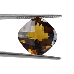 WHISKY QUARTZ CHECKER CUT CUSHION 14MM 9.15Cts.