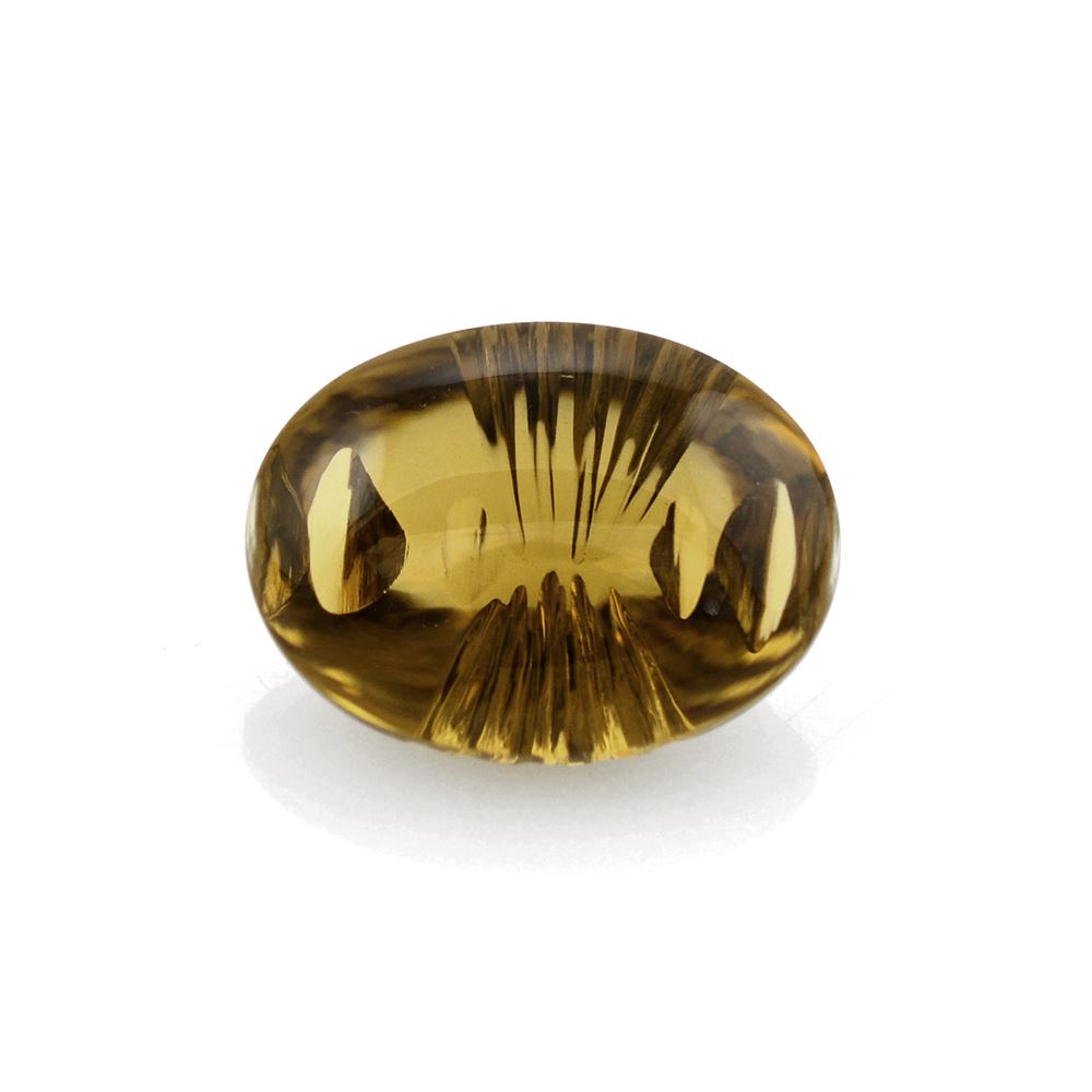 WHISKY QUARTZ BUFFTOP LAZER CONCAVE BACK OVAL 16X12MM 8.85Cts.