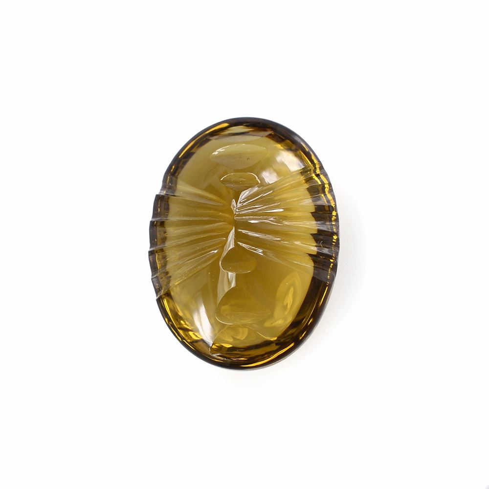 WHISKY QUARTZ BUFFTOP LAZER CONCAVE BACK OVAL 16X12MM 8.85Cts.
