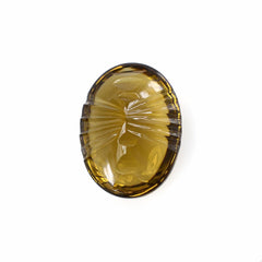 WHISKY QUARTZ BUFFTOP LAZER CONCAVE BACK OVAL 16X12MM 8.85Cts.
