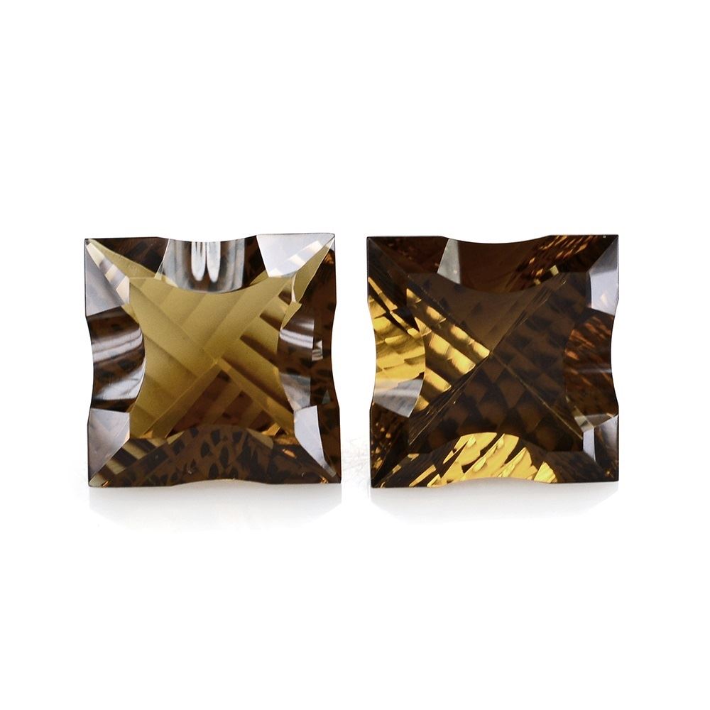 WHISKY QUARTZ CONCAVE NINETY CUT SQUARE 15MM 13.98Cts.