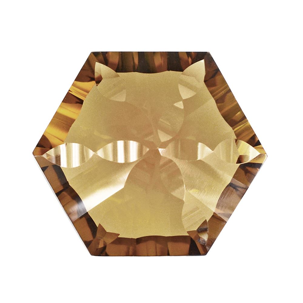 WHISKY QUARTZ CONCAVE SPLENDOR CUT HEXAGON 16MM 12.75 Cts.