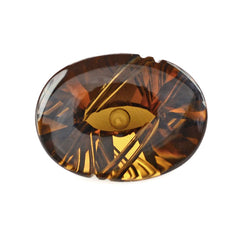WHISKY QUARTZ FLAT BUFFTOP EVIL EYE OVAL 16X12MM 15.36 Cts.