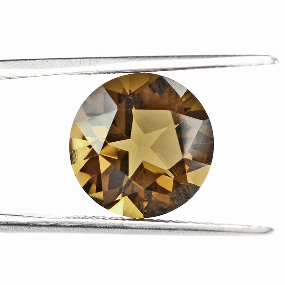 WHISKY QUARTZ PENTAGON ROUND WITH STAR CUT BACK 12MM 5.39 Cts.