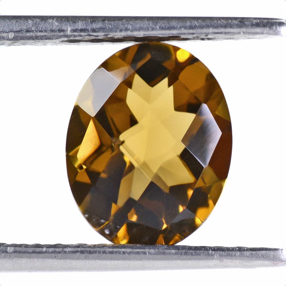 WHISKY QUARTZ CHECKER CUT OVAL 10X8MM 2.35 Cts.