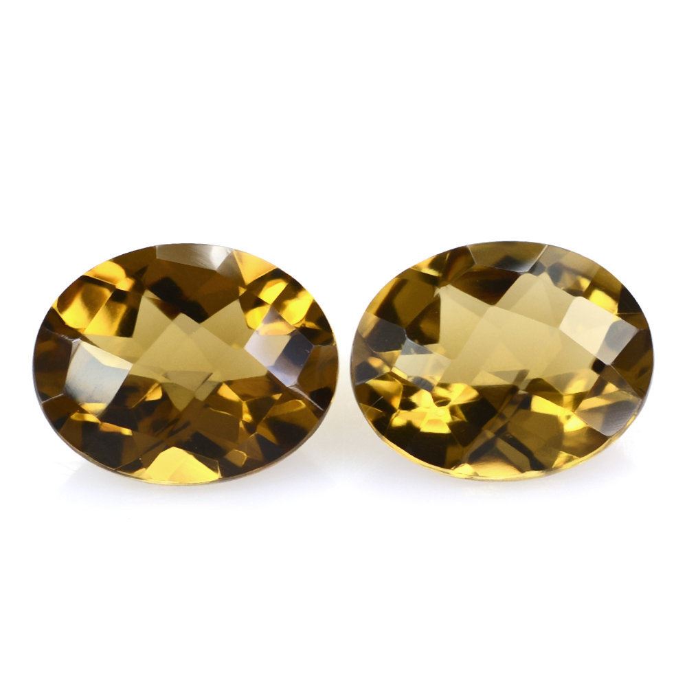 WHISKY QUARTZ CHECKER CUT OVAL 10X8MM 2.35 Cts.