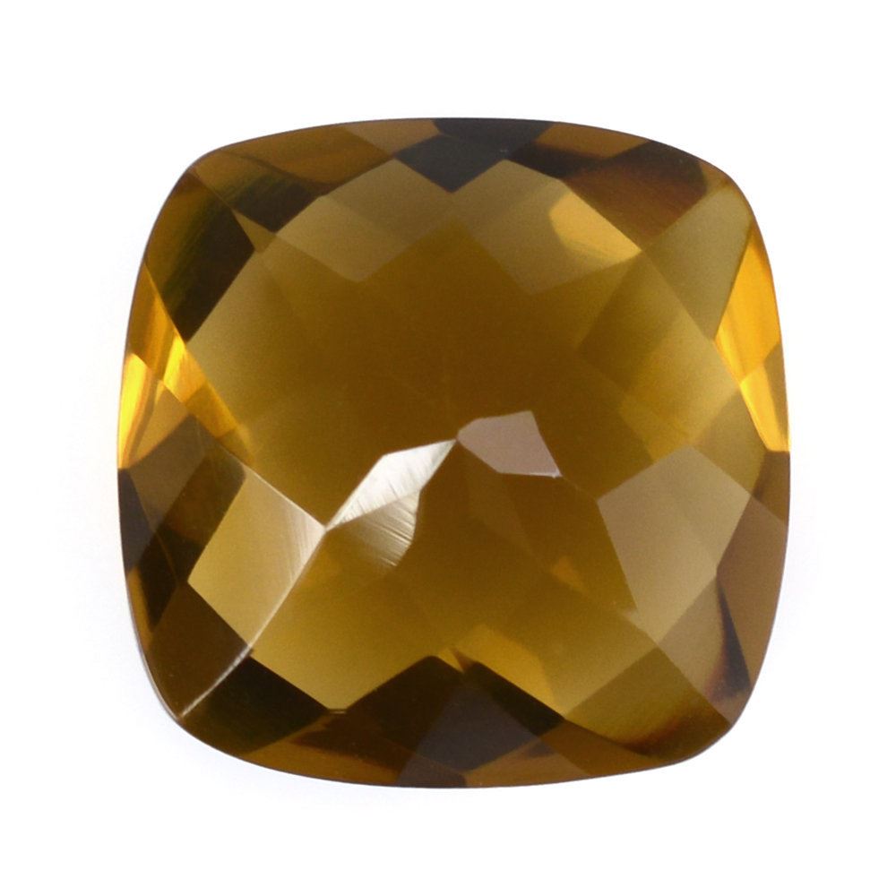 WHISKY QUARTZ CHECKER CUT CUSHION 10MM 3.70 Cts.