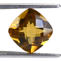 WHISKY QUARTZ CHECKER CUT CUSHION 10MM 3.70 Cts.