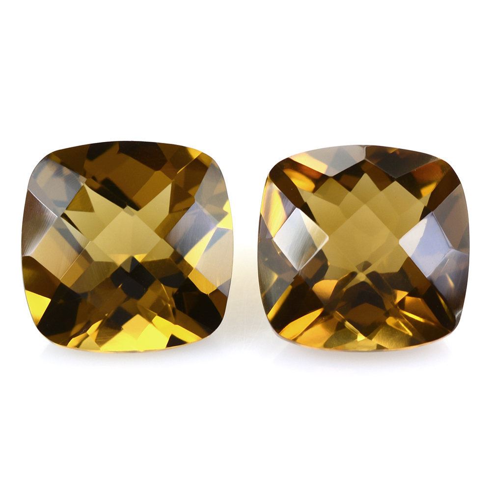 WHISKY QUARTZ CHECKER CUT CUSHION 10MM 3.70 Cts.