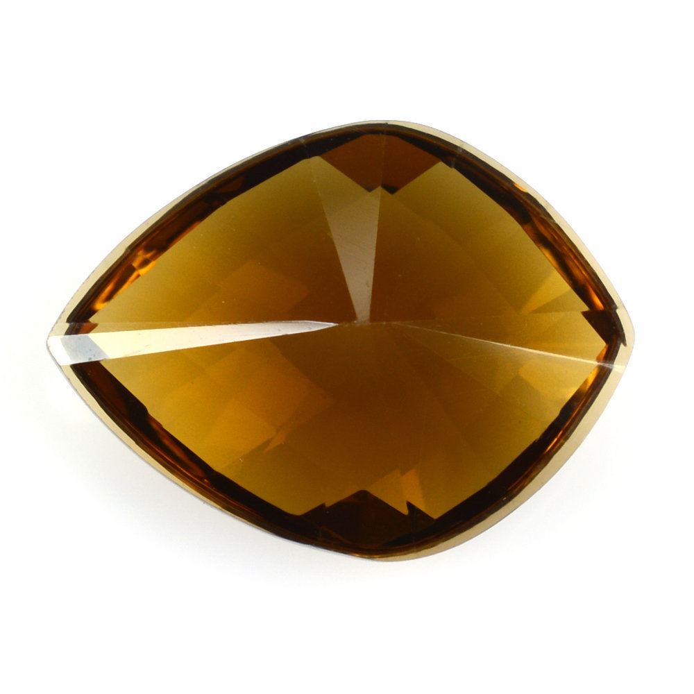 WHISKY QUARTZ CARVED CHECKER TOP ONION 16X12MM 7.00 Cts.