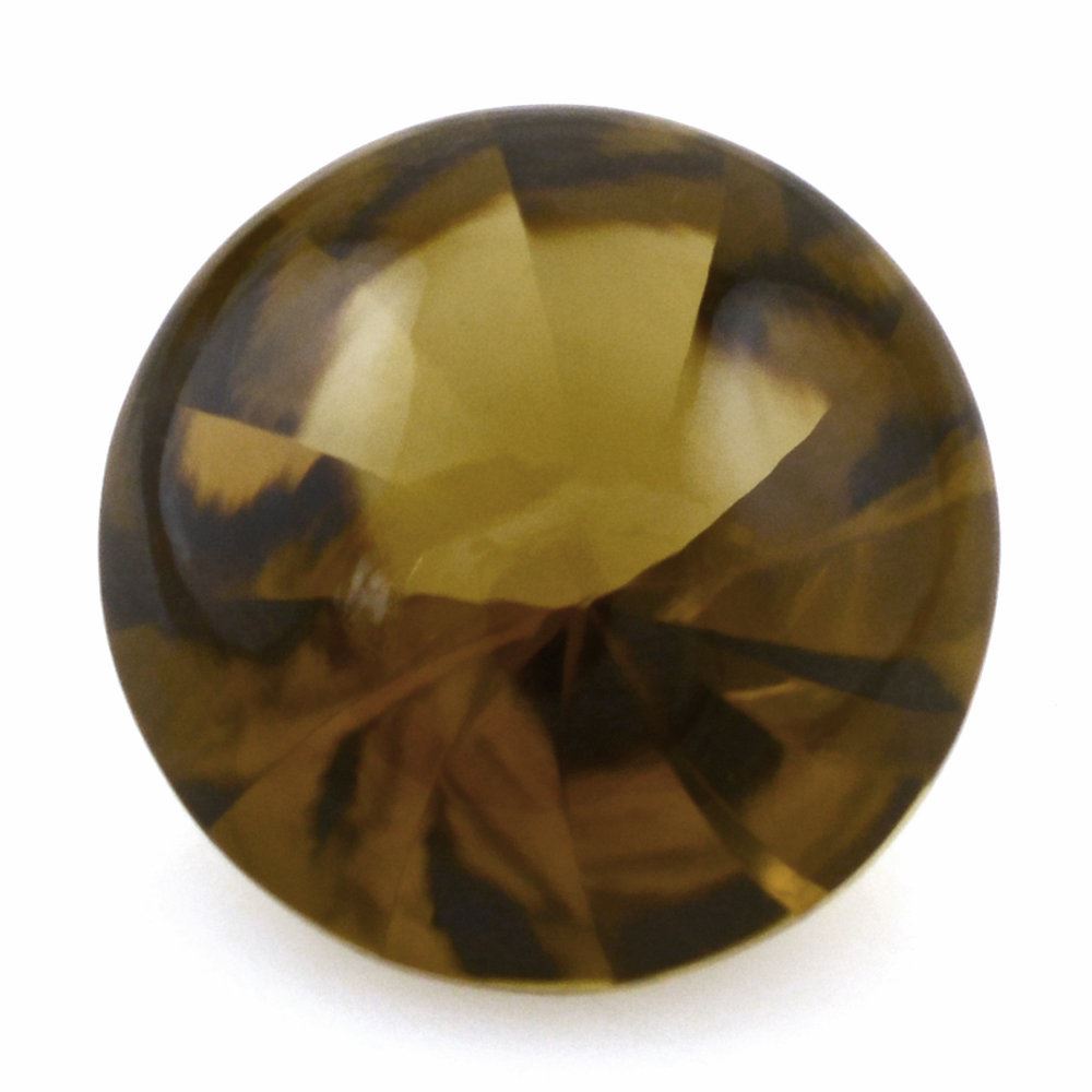 WHISKY QUARTZ BUFFTOP WITH TWISTED CONCAVE ROUND 12MM 6.50 Cts.