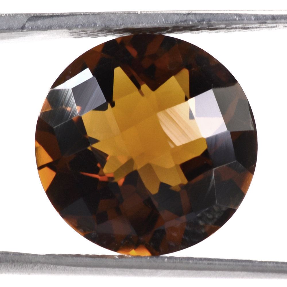 WHISKY QUARTZ CHECKER CUT ROUND 14MM 8.43 Cts.