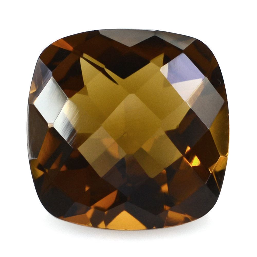 WHISKY QUARTZ CHECKER CUT CUSHION 12MM 6.25 Cts.