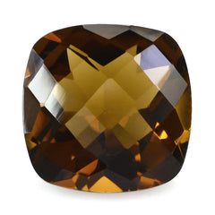 WHISKY QUARTZ CHECKER CUT CUSHION 12MM 6.25 Cts.