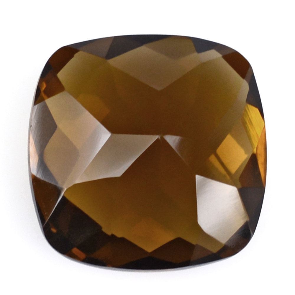 WHISKY QUARTZ CHECKER CUT CUSHION 12MM 6.25 Cts.