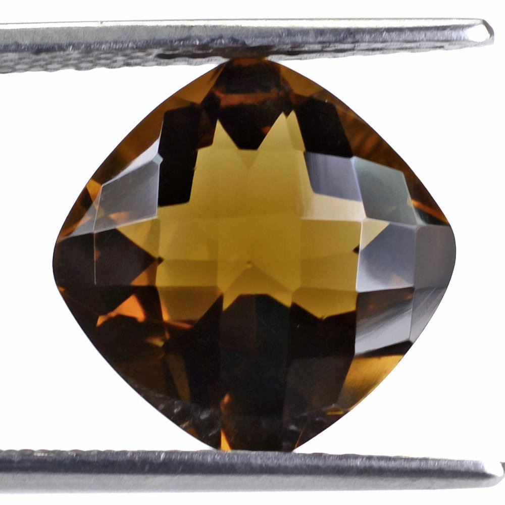 WHISKY QUARTZ CHECKER CUT CUSHION 12MM 6.25 Cts.