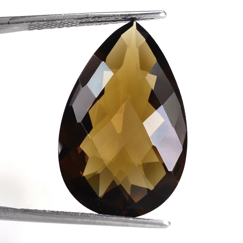 WHISKY QUARTZ CHECKER CUT PEAR 26X16.50MM 17.95 Cts.