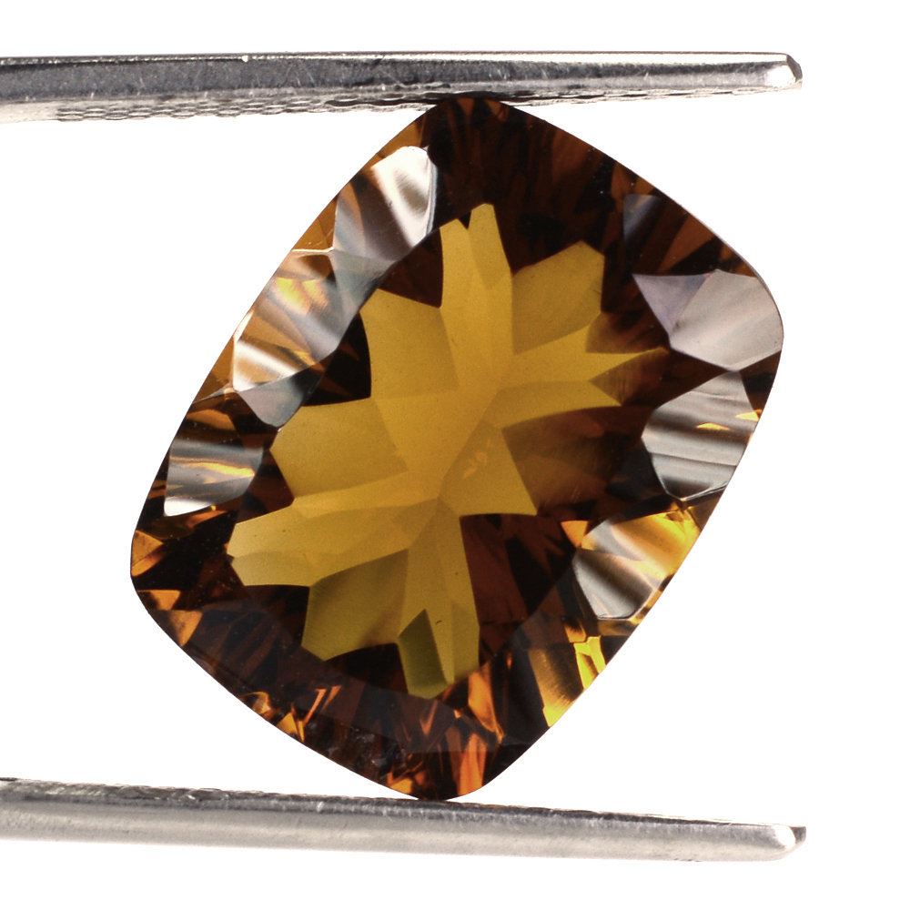 WHISKY QUARTZ CONCAVE CUT CUSHION 16X12MM 9.70 Cts.