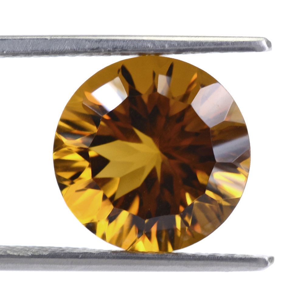 WHISKY QUARTZ CONCAVE CUT ROUND 12MM 6.10 Cts.