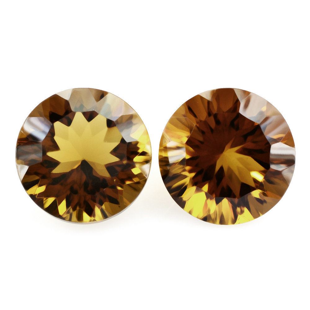 WHISKY QUARTZ CONCAVE CUT ROUND 12MM 6.10 Cts.